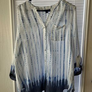 Dressy and Comfy Blue and White dip-dyed Blouse